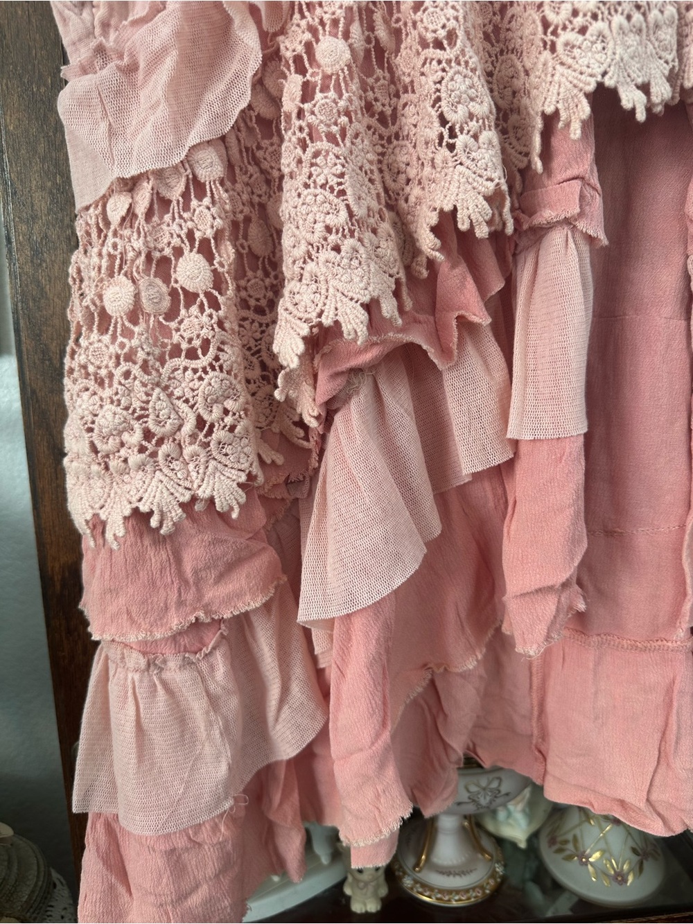 POL Dusty Blush Ruffle Tiered V-Neck Tunic - Picture 5 of 7